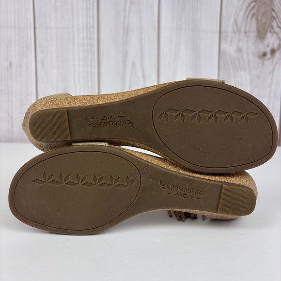 Koolaburra by Ugg Frosted Suede Leather Sandals Tassel Wedge Shoes Tan Size 7.5 - Picture 11 of 14
